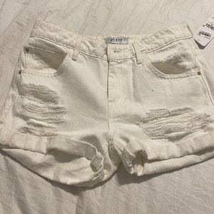 Guess White Distressed Denim Jean Shorts